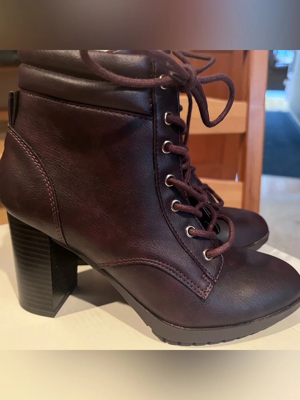 Style & Co. Womens Lace-Up Boots in Wine FREE SHIPPING